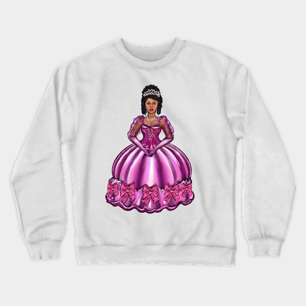 Princess -  Black curly Afro Princess in purple  ii ! beautiful light brown black girl with Afro hair, brown eyes and dark brown skin. Hair love ! Crewneck Sweatshirt by Artonmytee